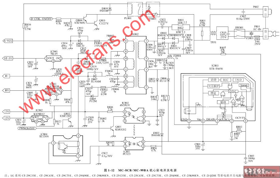 LG MC-8CB MC-99BA机心彩电开关电源电路
