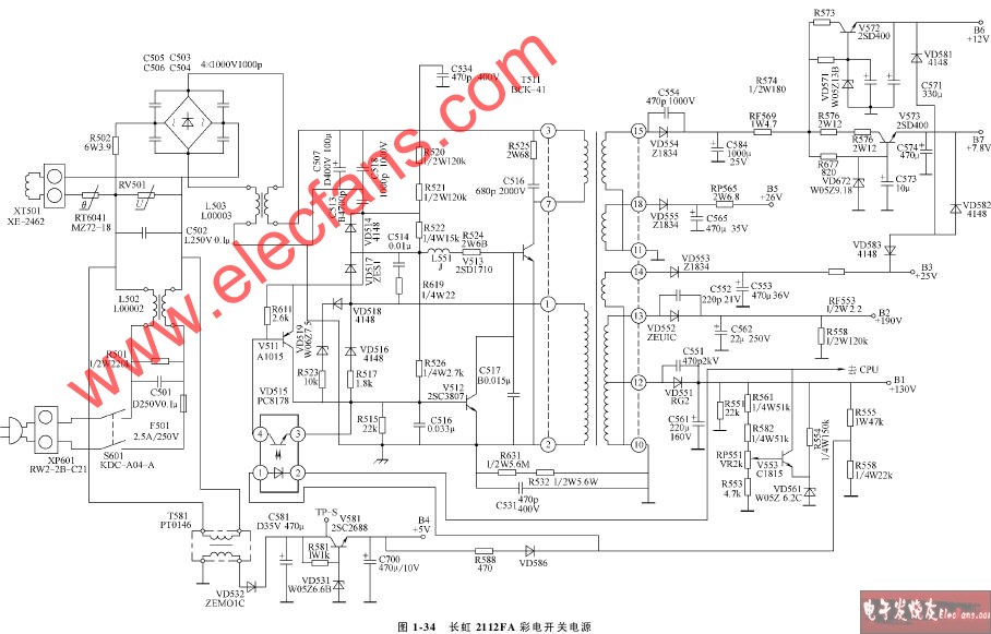 长虹2112FA彩电开关电源电路