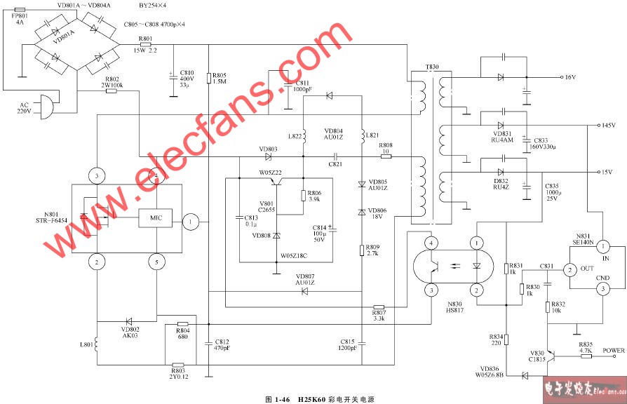 长虹H25K60彩电开关电源电路