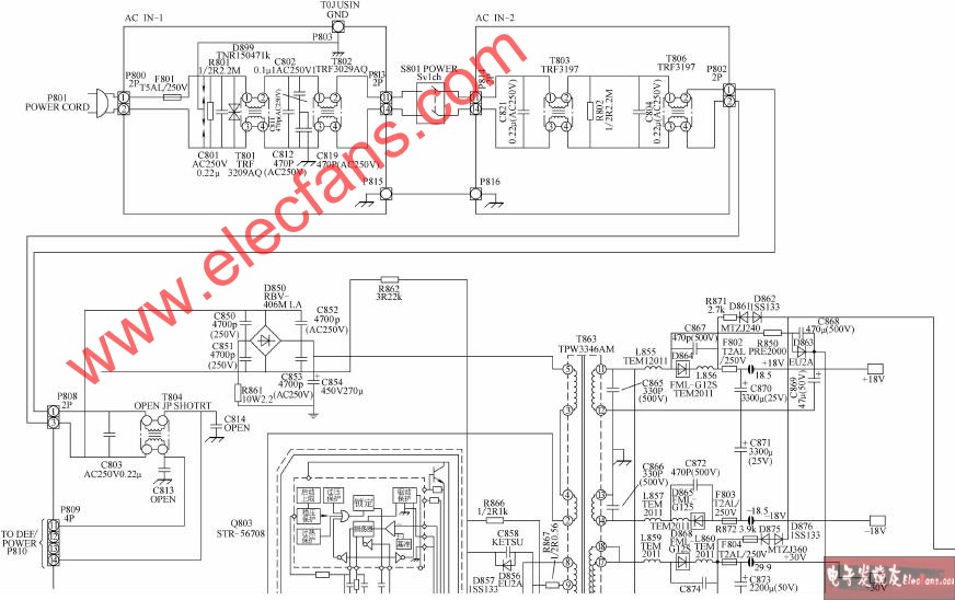 东芝43G7UXC、48G7UXC背投彩电开关电源原理图