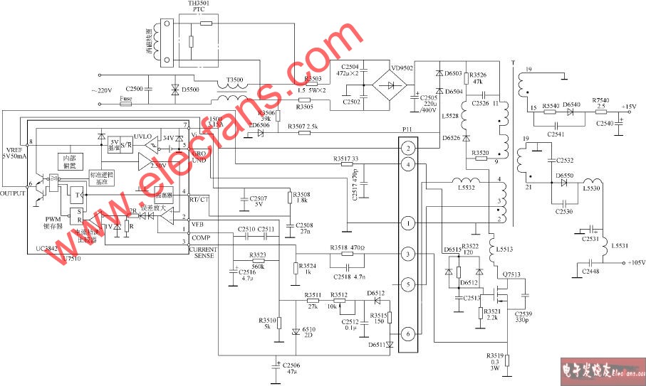 飞利浦21GX1871-93R彩电开关电源电路