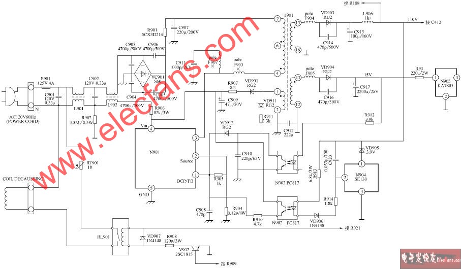 <b class='flag-5'>康佳</b><b class='flag-5'>K</b>2598U<b class='flag-5'>彩電</b>開(kāi)關(guān)電源<b class='flag-5'>電路</b>