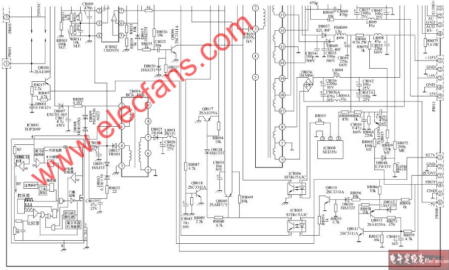 王牌<b class='flag-5'>TCL-HID522</b>背投<b class='flag-5'>彩电</b>主<b class='flag-5'>电源</b>板开关<b class='flag-5'>电源</b>原理图