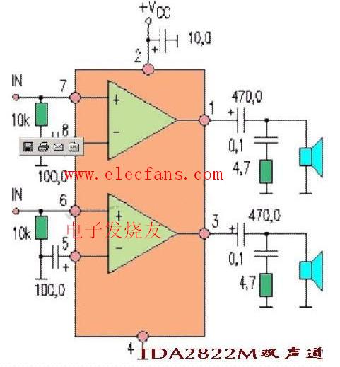 <b class='flag-5'>TDA2822</b><b class='flag-5'>雙聲道</b>功率放大<b class='flag-5'>電路</b>