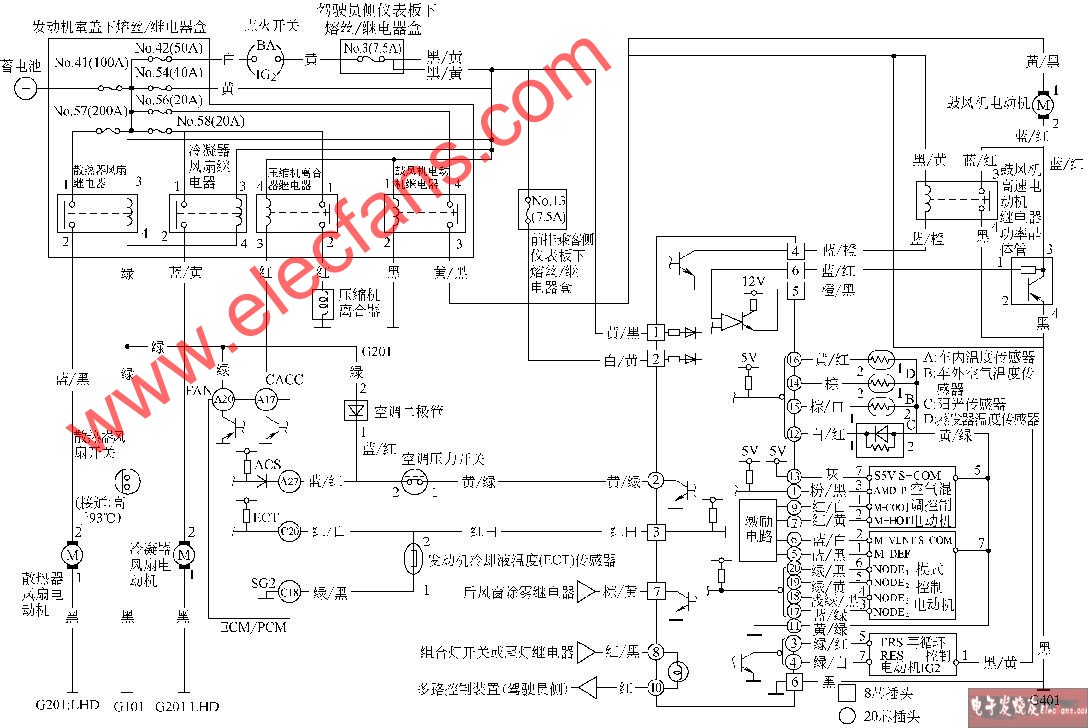 温度自动控制系统电路图 (广州本田雅阁2L/2.3L轿车)