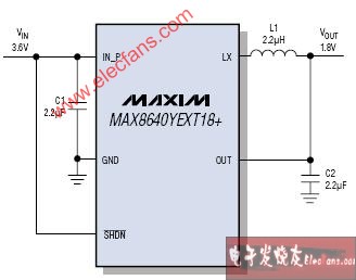 MAX8640Y采用简单的降压型SMPS电路