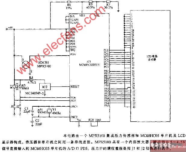 MPX5100 LCD<b class='flag-5'>壓力計(jì)</b>電路