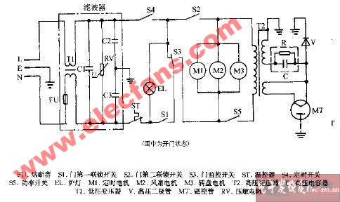 虹云MX1350机械式微波炉电路图