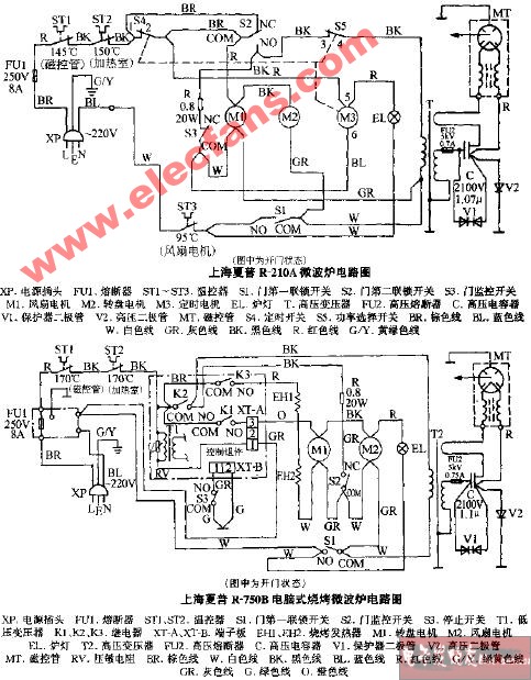 上海夏普R-210A微波炉电路图