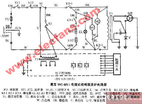 惠宝WG-8511电脑式烧烤微波炉电路图