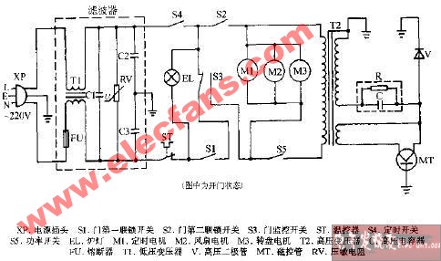 虹云W850机械式微波炉电路图