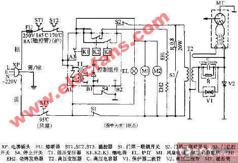 夏普R-6G65燒烤微波爐電路圖