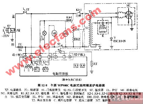 午辰WP900C電腦式微波爐電路圖