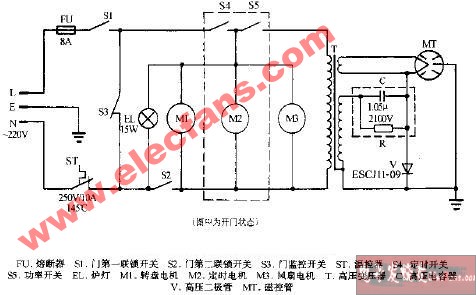 午辰WP800A機械式微波爐電路圖