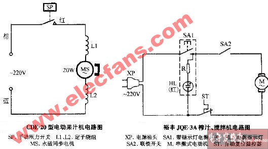 裕丰JQE-3A榨汁搅拌机电路图