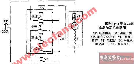 意利QS-2型多功能食品加工機電路圖