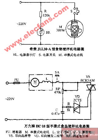 希贵JLL30-A型食物搅拌机电路图