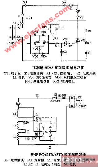 夏普EC-621D EC-651D吸尘器电路图
