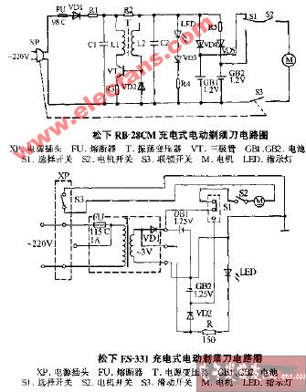 松下RB-28CM充电式电动剃须刀电路图