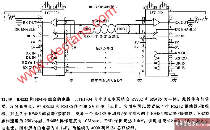 <b class='flag-5'>RS232</b>和<b class='flag-5'>RS485</b>结合的电路