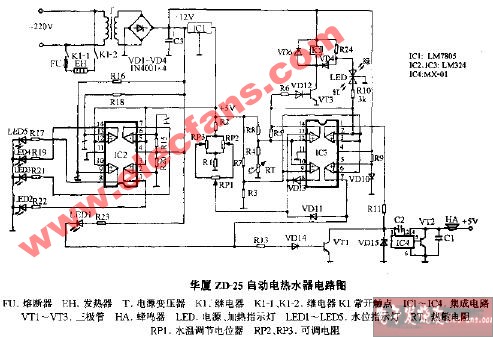 华厦ZD-25自动电热水器电路图