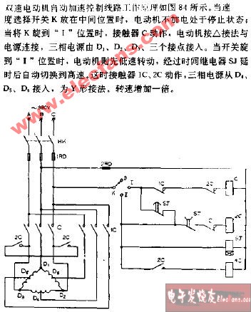 双速电动机自动加速控制电路图