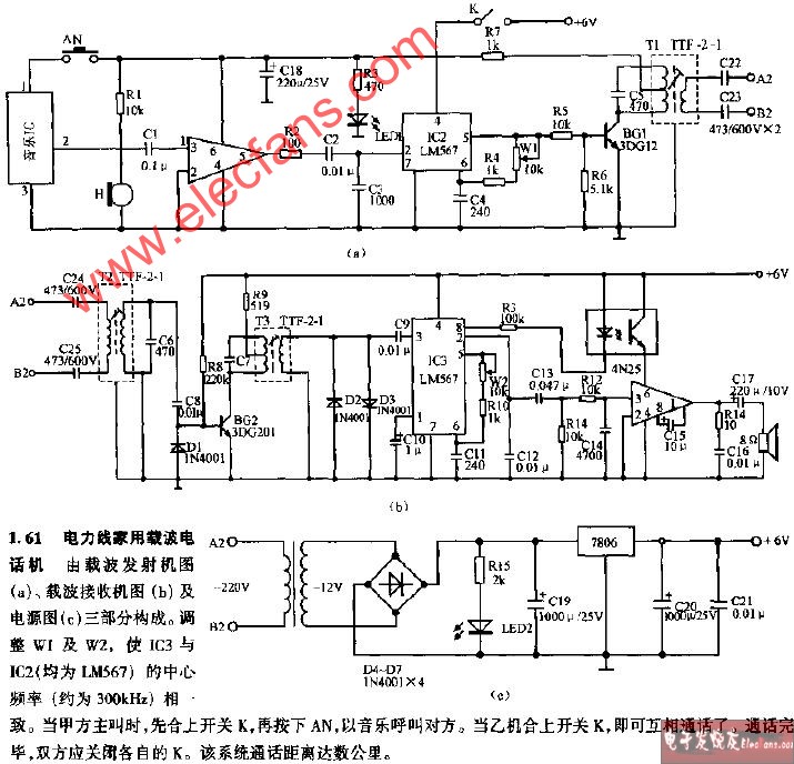 电力线家用载波电话机