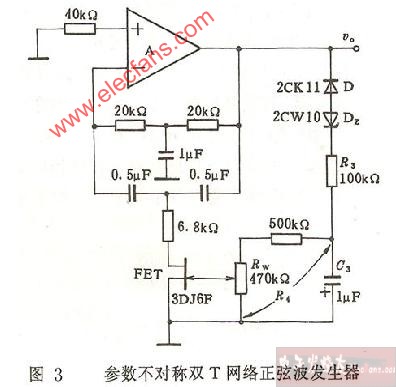 参数不对称双T网络正弦波发生器