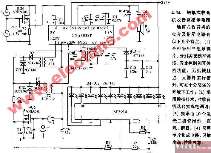 觸摸式<b class='flag-5'>收音機(jī)收音</b>及批示<b class='flag-5'>電路</b>