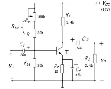 阻容耦合分壓式電流負反饋Q點穩定電路圖