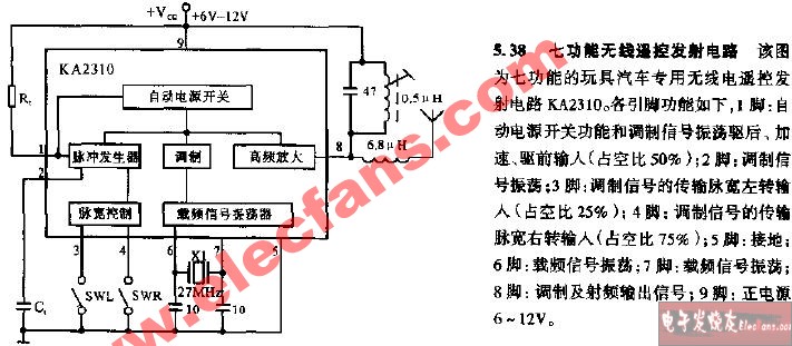 七功能<b class='flag-5'>無線</b><b class='flag-5'>遙控</b>發(fā)射<b class='flag-5'>電路圖</b>