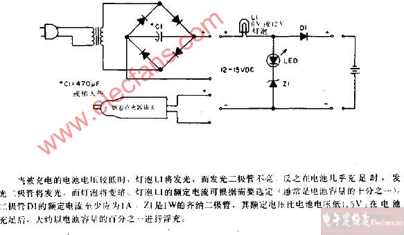 限流限压的镍镉电池充电器电路图