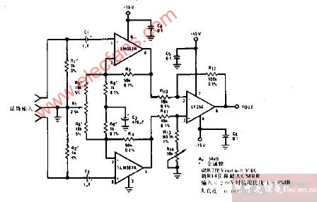 无变压器微音前置放大器放大器电路图(平衡输入)