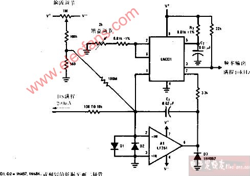 宽量程电流频率变换器电路图