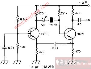 1MHz标准晶体振荡器电路图