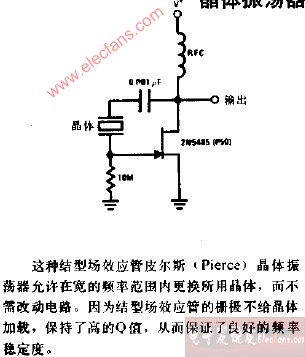 结型场效应管皮尔斯晶体振荡器电路图