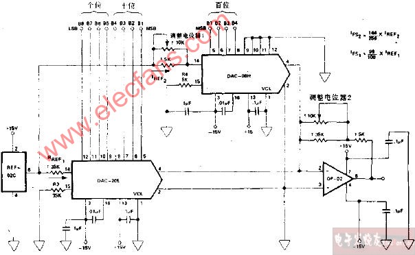 3位二-十進制DA變換器電路圖