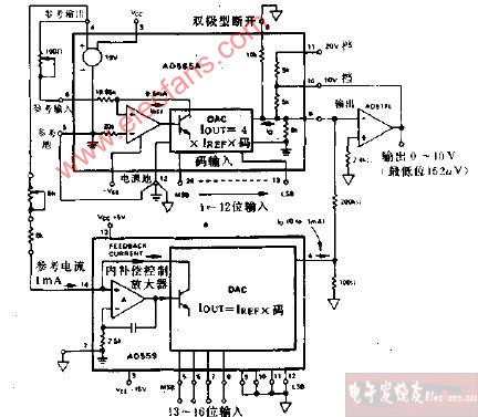 16位<b class='flag-5'>二進(jìn)制</b>DA變換器<b class='flag-5'>電路圖</b>