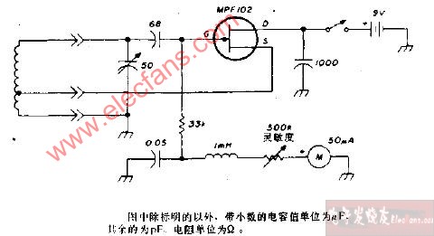 使用硅結(jié)型場(chǎng)效應(yīng)管的陷流測(cè)試振蕩器電路圖