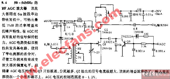 50~54MHz的RF AGC放在器电路