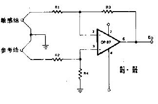 高稳定度热电偶放大器电路图