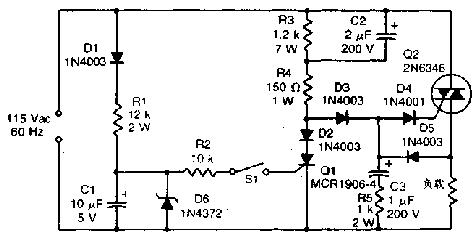 100V<b class='flag-5'>交流</b><b class='flag-5'>稳压器</b><b class='flag-5'>电路</b>图