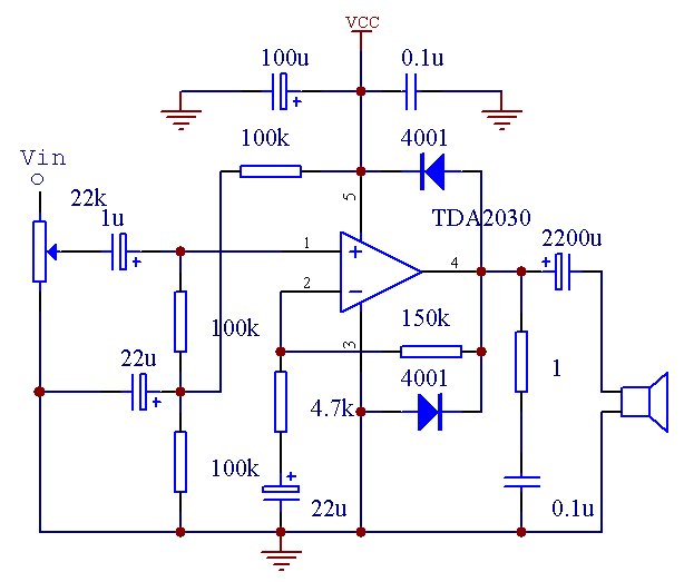 TDA2030单电源接法电路图