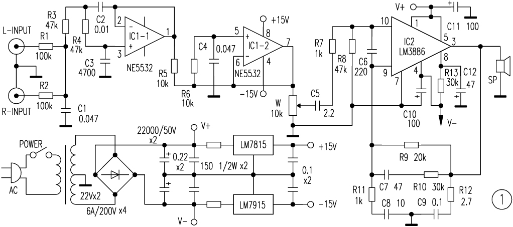 <b class='flag-5'>LM3886</b>应用<b class='flag-5'>电路图</b>