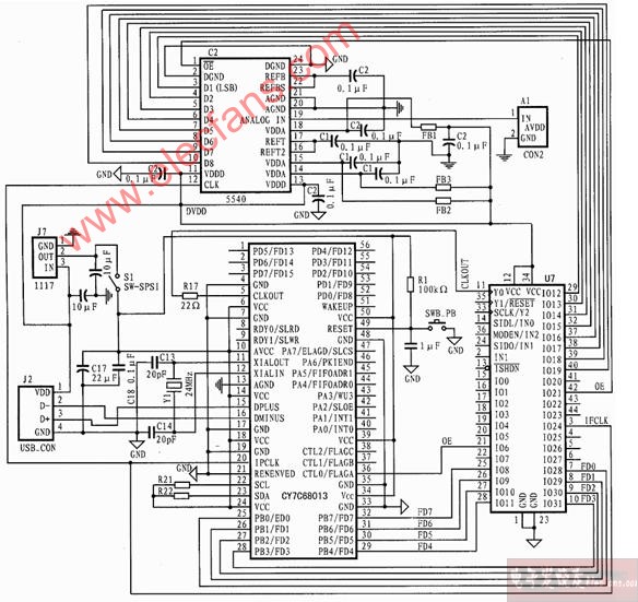 cy7c68013原理图及应用电路图