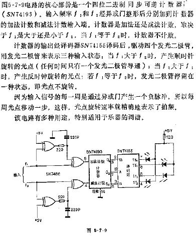 用發(fā)光二極管顯示拍頻電路圖