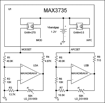 DS1859数控电阻与MAX3735激光驱动器的连接