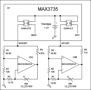 DS1859數(shù)控電阻與MAX3735激光驅動器的連接