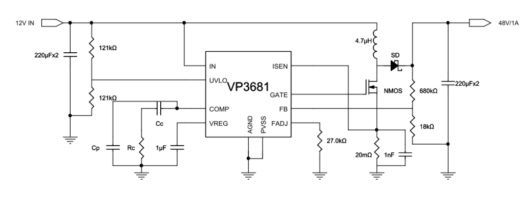VIVA （昱盛电子）VP3681 High-Efficiency Boost/SEPIC/Flyback DC/DC Controller