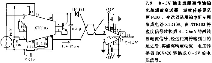 0~<b class='flag-5'>5V</b>输出远距离传输<b class='flag-5'>铂电阻</b>温度变送器<b class='flag-5'>电路</b>